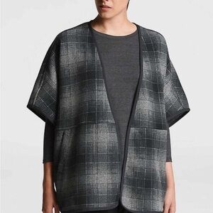 The North Face Plaid Open-Front Poncho - Black and Gray